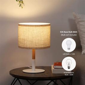 img 2 attached to 🌿 DEWENWILS Rustic Wood Nightstand Lamp with Linen Fabric Shade - Small Vintage Lamp for Bedroom, Living Room, Office and Farmhouse Decor