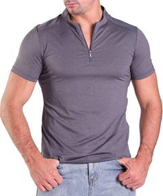 img 4 attached to Henley Shirts Quarter Zipper Breathable Men's Clothing and Shirts