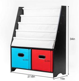 img 1 attached to 📚 Children's Bookshelf with 2 Additional XL Cube Toy Organizers & 4 Sling Shelves – Space-Saving Book Rack for Kid's Room Decoration – The Ideal Toy and Book Storage Solution for Toddlers, Boys & Girls