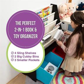 img 2 attached to 📚 Children's Bookshelf with 2 Additional XL Cube Toy Organizers & 4 Sling Shelves – Space-Saving Book Rack for Kid's Room Decoration – The Ideal Toy and Book Storage Solution for Toddlers, Boys & Girls