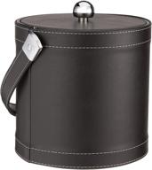 🖤 black kraftware ice bucket - 3 quart with stitched handle, fabric lid, and chrome astro ball knob логотип