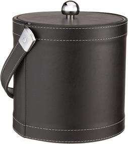 img 4 attached to 🖤 Black Kraftware Ice Bucket - 3 Quart with Stitched Handle, Fabric Lid, and Chrome Astro Ball Knob