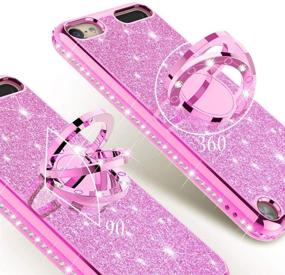 img 1 attached to 💎 Sparkling Rhinestone Bumper Glitter Bling Diamond Phone Cover with Magnetic Ring Stand - Pink, Compatible with Apple iPod Touch 7th, 6th, 5th Generation, SOGA Cute Girl/Women