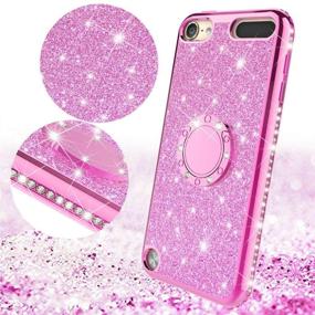 img 3 attached to 💎 Sparkling Rhinestone Bumper Glitter Bling Diamond Phone Cover with Magnetic Ring Stand - Pink, Compatible with Apple iPod Touch 7th, 6th, 5th Generation, SOGA Cute Girl/Women