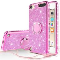 💎 sparkling rhinestone bumper glitter bling diamond phone cover with magnetic ring stand - pink, compatible with apple ipod touch 7th, 6th, 5th generation, soga cute girl/women logo