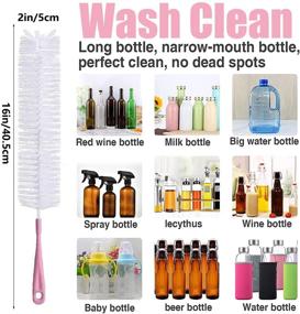 img 2 attached to 🍼 Bottle Cleaning Brush Set with Long Handle for Wine, Beer, Baby Bottles - Includes Dish Brush, Bottle Brush, Sink Brush, Straw Brush, Kettle Spout, Lid Brush (Pink)