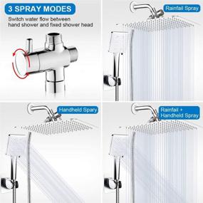 img 3 attached to 🚿 High Pressure Rainfall Shower Heads Combo: MIBOTE 8 Inch Stainless Steel Shower Head with Holder, Handheld Showerheads, 60 Inch Hose, Anti-leak, Chrome Finish