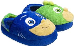 img 3 attached to 🐱 Adorable PJ Masks Boys Slippers - Catboy and Gekko Mismatch, Plush Slip-Ons for Toddlers, Blue Green, Sizes 5/6 to 9/10