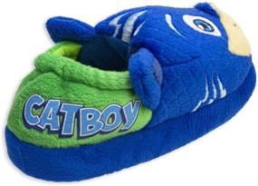 img 1 attached to 🐱 Adorable PJ Masks Boys Slippers - Catboy and Gekko Mismatch, Plush Slip-Ons for Toddlers, Blue Green, Sizes 5/6 to 9/10