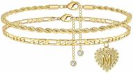 yooblue наручники на щиколотку с инициалами: 14-каратное золотое покрытие, изящный сердечный браслет на щиколотку - идеальные золотые наручники для женщин, подростковых девушек - потрясающий подарок на лето. логотип