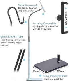 img 2 attached to 📱✨ Adjustable Gooseneck Tablet Floor Stand - 360 Degree Rotating Long Arm Holder for 4"-11" Devices: Cell Phone, iPad, Nintendo Switch, Samsung, eBook Reader (Universal-White)