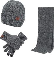 🧣 unisex ribbed knit beanie hat scarf touch screen gloves set - ecodudo logo