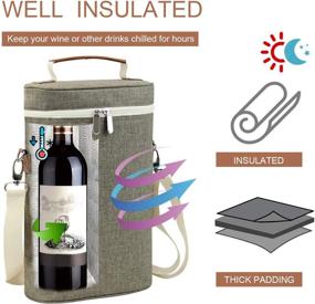 img 3 attached to 🍷 Insulated Wine Carrier Bag with Shoulder Strap & Corkscrew Opener - Perfect Wine Lover's Gift, Ideal for Picnics and Outdoor Entertaining