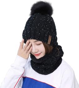 img 3 attached to 🧣 Winter Chic: ZEXIAN Womens Girls Pom Knit Ski Beanie Hat and Scarf Set - Stay Warm in Style!