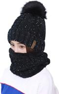 🧣 winter chic: zexian womens girls pom knit ski beanie hat and scarf set - stay warm in style! logo