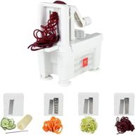 🥒 paderno world cuisine vegetable slicer spiralizer pro: folding 4-blade, counter-mounted with 4 stainless steel blades logo