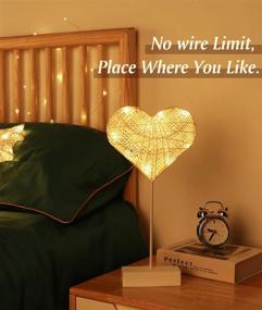 img 2 attached to Lewondr Heart Shape Table Lamp - Battery Powered LED Christmas Decorative Light for Bedroom - White