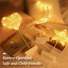 img 1 attached to Lewondr Heart Shape Table Lamp - Battery Powered LED Christmas Decorative Light for Bedroom - White