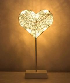 img 4 attached to Lewondr Heart Shape Table Lamp - Battery Powered LED Christmas Decorative Light for Bedroom - White