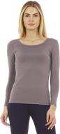 👚 thermajane women's cozy scoop neck thermal underwear shirt with fleece lining - extra soft long johns top logo