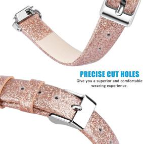 img 3 attached to 🌟 Премиум [2 штуки] Блестящие кожаные ремешки для Fitbit Inspire HR - Стильные заменяемые ремешки для женщин и мужчин - Розовое Золото и Золото