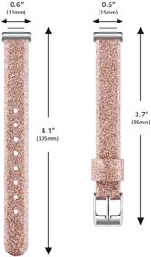 img 2 attached to 🌟 Премиум [2 штуки] Блестящие кожаные ремешки для Fitbit Inspire HR - Стильные заменяемые ремешки для женщин и мужчин - Розовое Золото и Золото