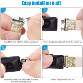 img 1 attached to 🌟 Премиум [2 штуки] Блестящие кожаные ремешки для Fitbit Inspire HR - Стильные заменяемые ремешки для женщин и мужчин - Розовое Золото и Золото