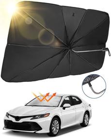 img 4 attached to 🌞 JoyTutus Car Sun Shade for Windshield, Ideal for Pickup Trucks and MPVs, 360° Rotation Bendable Shaft, Foldable Car Sunshade Umbrella Cover, UV Block, Convenient Storage and Easy to Use, 59''x 33''