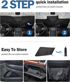 img 1 attached to 🌞 JoyTutus Car Sun Shade for Windshield, Ideal for Pickup Trucks and MPVs, 360° Rotation Bendable Shaft, Foldable Car Sunshade Umbrella Cover, UV Block, Convenient Storage and Easy to Use, 59''x 33''