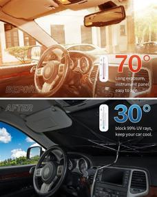 img 2 attached to 🌞 JoyTutus Car Sun Shade for Windshield, Ideal for Pickup Trucks and MPVs, 360° Rotation Bendable Shaft, Foldable Car Sunshade Umbrella Cover, UV Block, Convenient Storage and Easy to Use, 59''x 33''