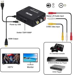 img 2 attached to 🔌 Конвертер RCA в HDMI - поддержка композитного аудио-видео 1080P для ПК, ноутбука, Xbox, PS3, PS4, телевизора, приемника STB, VHS, видеомагнитофона, камеры, DVD, совместимость PAL NTSC.