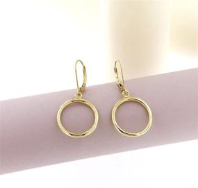 img 2 attached to 💎 Lucchetta Premium 14k Gold Dangle Hoop Circle Earrings - Elegant Hook Back Design, Fine Jewelry for Women & Girls, BR7712-MN