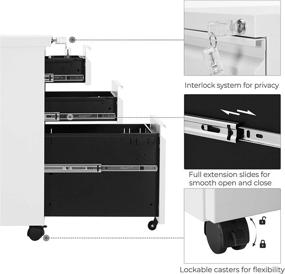 img 2 attached to 🗄️ SONGMICS UOFC020W01: Mobile File Cabinet with Wheels and Lock - Organize A4, Legal, and Letter Sized Documents Under Your Desk - White Office Cabinet