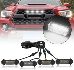 img 4 attached to 🚗 Enhanced LED Grille Lights with Harness Upgrade for 2016-2021 Aftermarket Toyota Tacoma TRD PRO Grill (Black/White)