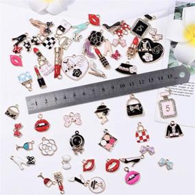 img 2 attached to 55 Pieces Assorted Enamel Charms for Women - Lipstick, Perfume, and Makeup Charm Pendants | DIY Jewelry Making Supplies for Necklaces, Bracelets, and Earrings