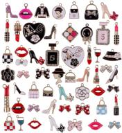 55 pieces assorted enamel charms for women - lipstick, perfume, and makeup charm pendants | diy jewelry making supplies for necklaces, bracelets, and earrings logo