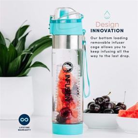 img 3 attached to 🍏 Fruit Infusion Water Bottle with Neoprene Sleeve - Sport Edition (24 oz) - Carrying Strap, Locking Lid - Leak-Proof Design for Work, Travel, and Gym - BPA-Free, Non-Toxic Plastic