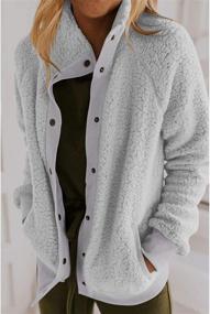 img 3 attached to Womens Winter Sherpa Fleece Buttoned Jacket Coat - Loose Long Sleeve Outwear by TECREW