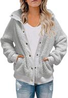 womens winter sherpa fleece buttoned jacket coat - loose long sleeve outwear by tecrew logo