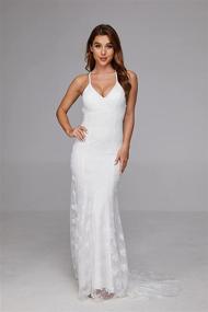 img 2 attached to Clothink White V Neck Dress Wedding Women's Clothing in Dresses