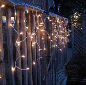 img 1 attached to 🎄 Holiday Essence 100 Icicle Lights: Clear Bulbs, Professional Grade for Indoor & Outdoor Use, Soft Bright White Bulbs, UL Listed