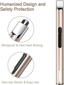 img 3 attached to 🕯️ REIDEA Electronic Candle Lighter - Arc Flameless USB Rechargeable Lighter, Windproof & Safe Button, Ideal for Home Kitchen, Champagne Gold