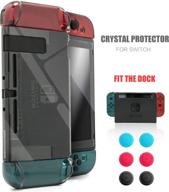 🎮 nintendo switch dockable protective case kit with tempered glass screen protector and joy stick covers - black logo