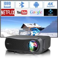 wi-fi bluetooth projector full hd 1080p native support 4k, 7200 lumens led smart android wireless home outdoor business projector 1920x1080 usb hdmi vga av audio for laptop pc tv dvd ps4 smartphones mac logo