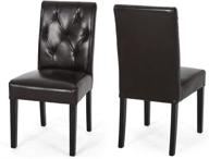 2-piece set of chocolate brown gentry bonded leather dining chairs by christopher knight home logo