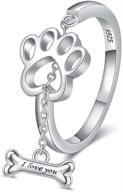 🐾 925 sterling silver adjustable paw print ring for dog lovers - perfect pet jewelry gift for friends and family logo