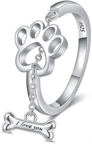img 4 attached to 🐾 925 Sterling Silver Adjustable Paw Print Ring for Dog Lovers - Perfect Pet Jewelry Gift for Friends and Family
