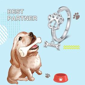 img 3 attached to 🐾 925 Sterling Silver Adjustable Paw Print Ring for Dog Lovers - Perfect Pet Jewelry Gift for Friends and Family