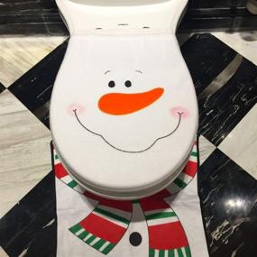 img 2 attached to 🎅 Christmas Decorations for Bathroom - SUNTRADE 3D Santa Toilet Seat Cover Set with Snowman Design