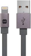 monoprice apple mfi certified flat lightning to usb charge & sync cable - 0.5 feet (6in) gray: compatible with iphone x, 8, 8 plus, 7, 7 plus, 6, 6 plus, 5s, ipad pro - cabernet series logo